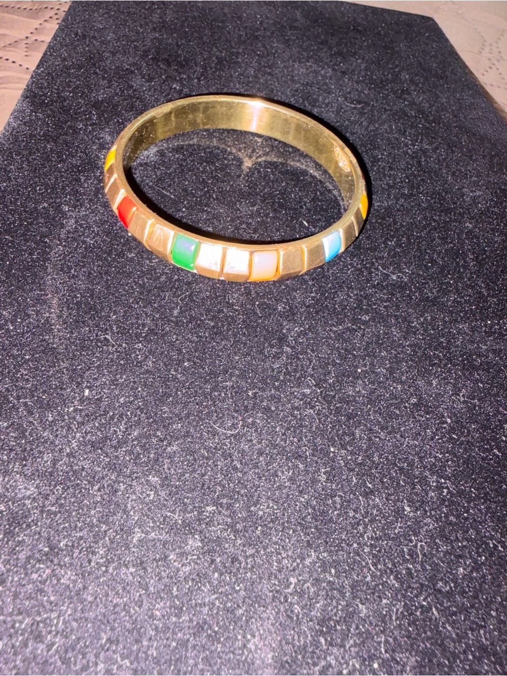 Brass Multi-Color Enamel Bangle Bracelet